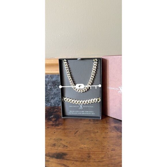 Brooklyn Exchange Brass & Cubic Zirconia Necklace & Bracelet Set - Picture 11 of 13